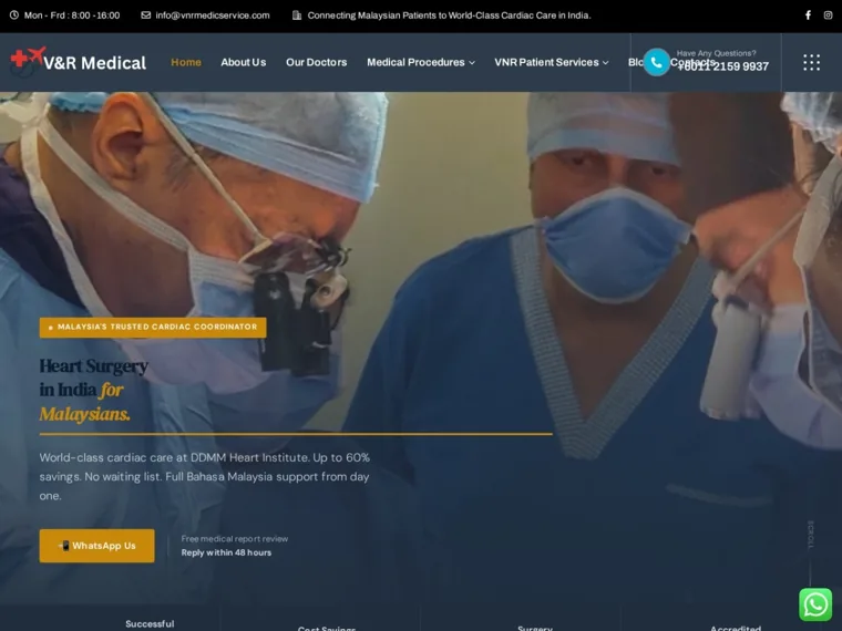 VNR Medic Service website homepage designed by Cybergate