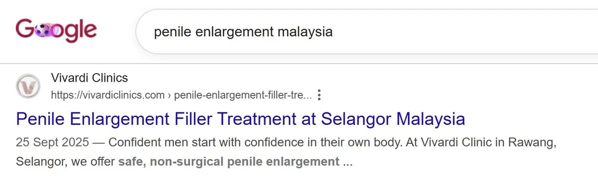 Cybergate client ranking on Google page 1 for a men's health treatment
