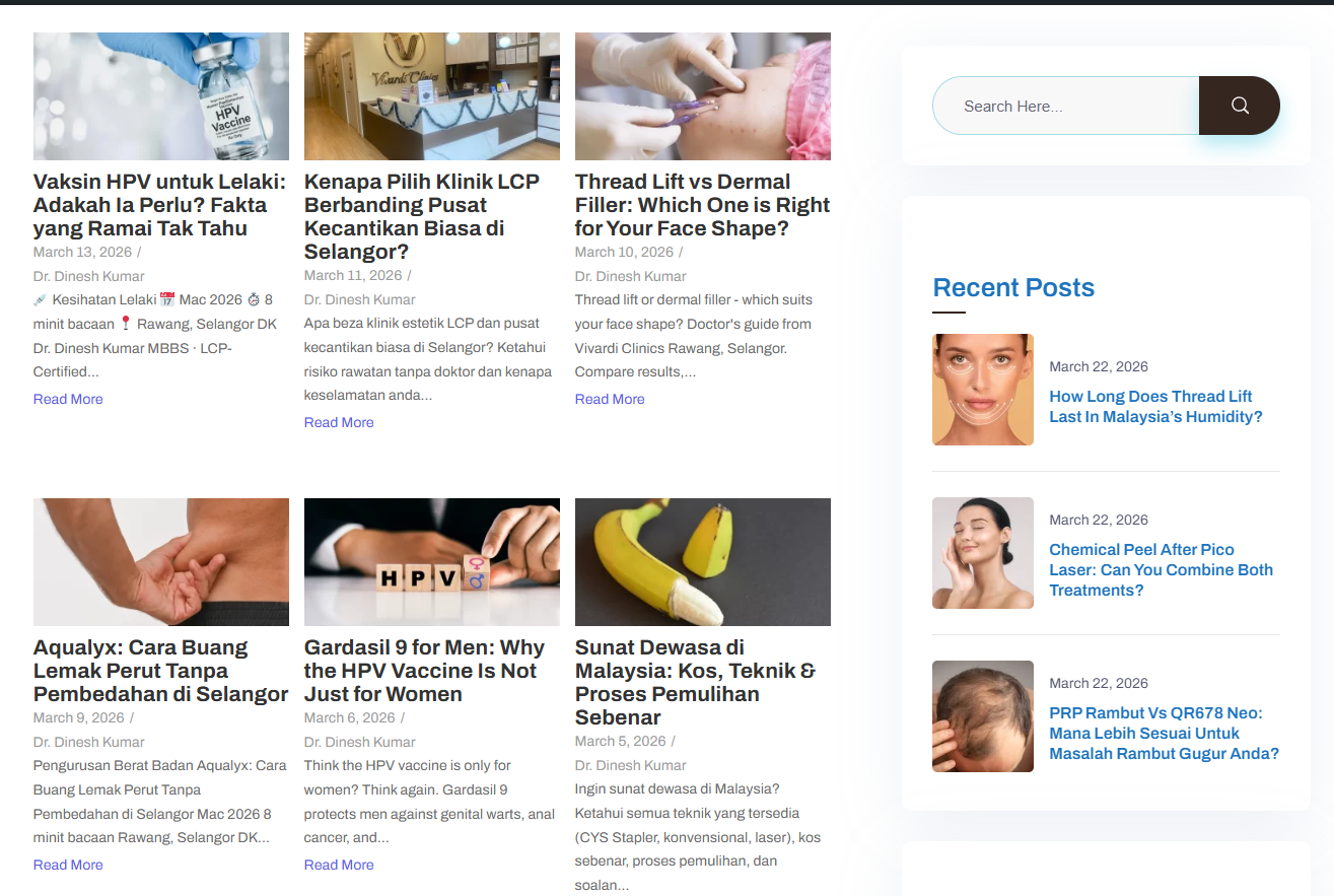 SEO article published on client website - Vivardi Clinics blog